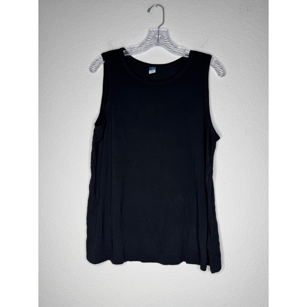 NWT Old Navy Luxe Black Sleeveless Crew Neck Tank Top 790940-00-1 Women's Size M